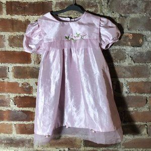Vintage SWAT Pink Organza Party Dress Big Collar 4